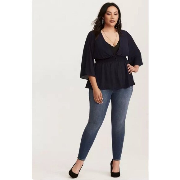 NEW! Torrid Premium 3 Button Waist Closure Jeggings Denim Jeans Blue SZ 12 - Picture 1 of 9